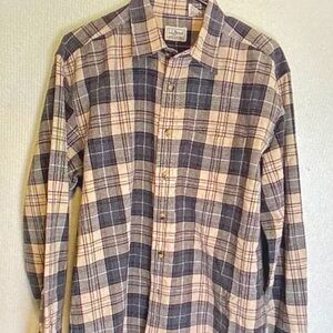 L.L. Bean Men's Casual Plaid Shirt - Blue, Cream, and Red
